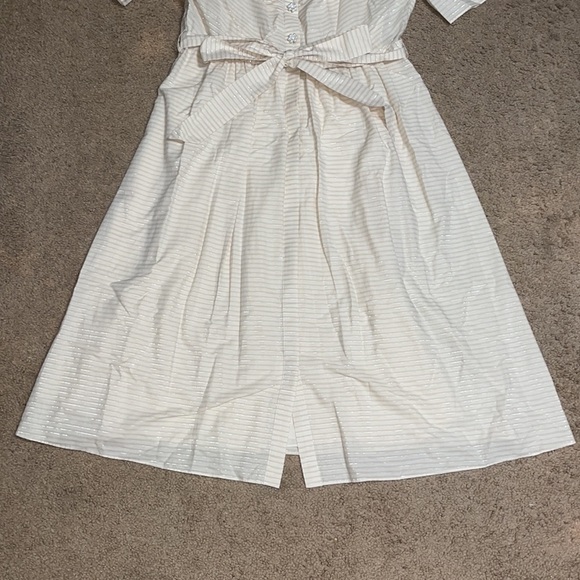LK Bennett Hendrick Beige and Silver Stripe Cotton Dress 12 - Picture 9 of 14